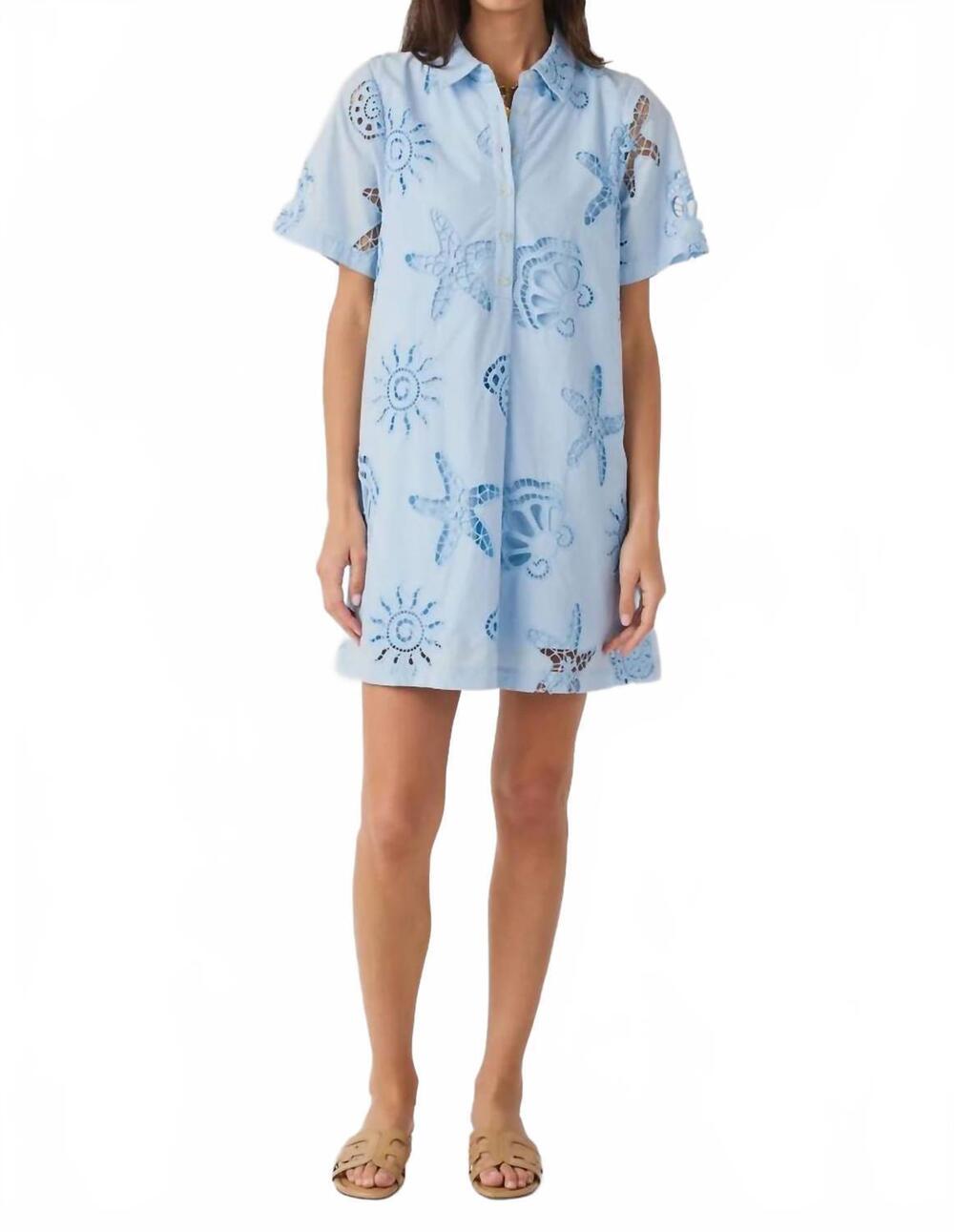 NEW JODIFL short sleeves eyelet summer dress in blue